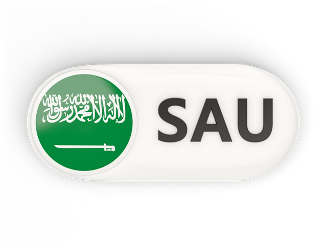 Round button with ISO code. Download flag icon of Saudi Arabia at PNG format