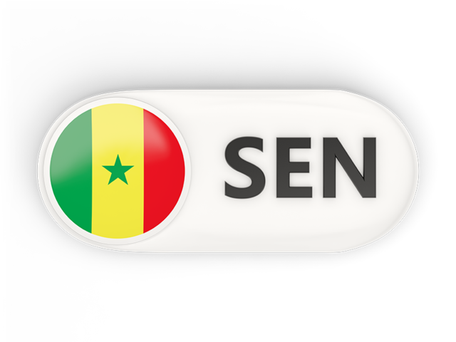 Round button with ISO code. Download flag icon of Senegal at PNG format