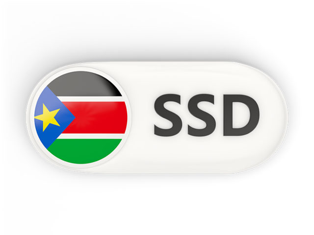 Round button with ISO code. Download flag icon of South Sudan at PNG format
