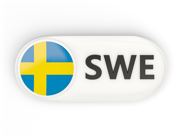 Round button with ISO code. Download flag icon of Sweden at PNG format