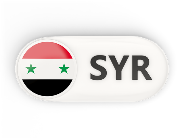Round button with ISO code. Download flag icon of Syria at PNG format