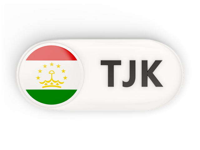 Round button with ISO code. Download flag icon of Tajikistan at PNG format