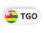 Togo. Round button with ISO code. Download icon.