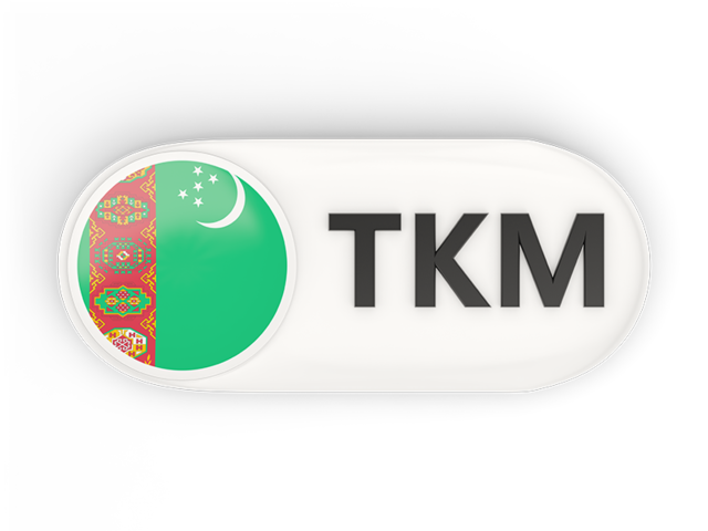 Round button with ISO code. Download flag icon of Turkmenistan at PNG format