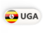 Uganda. Round button with ISO code. Download icon.