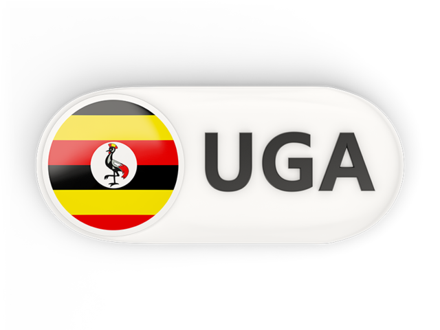 Round button with ISO code. Download flag icon of Uganda at PNG format