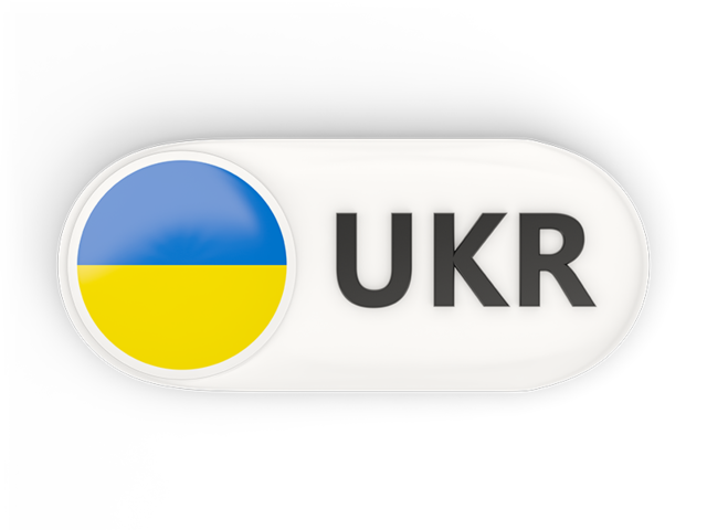 Round button with ISO code. Download flag icon of Ukraine at PNG format