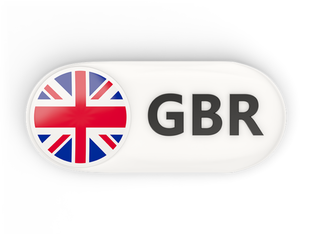 Round button with ISO code. Download flag icon of United Kingdom at PNG format