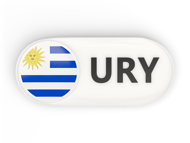 Round button with ISO code. Download flag icon of Uruguay at PNG format