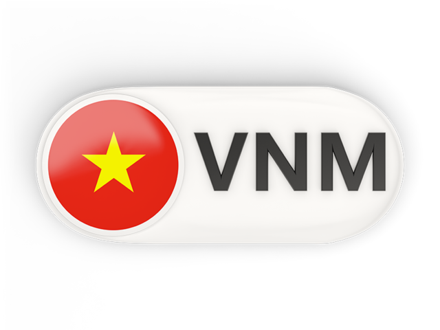 Round button with ISO code. Download flag icon of Vietnam at PNG format