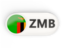 Zambia. Round button with ISO code. Download icon.