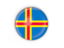 Aland Islands. Round button with metal frame. Download icon.