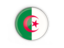 Algeria. Round button with metal frame. Download icon.