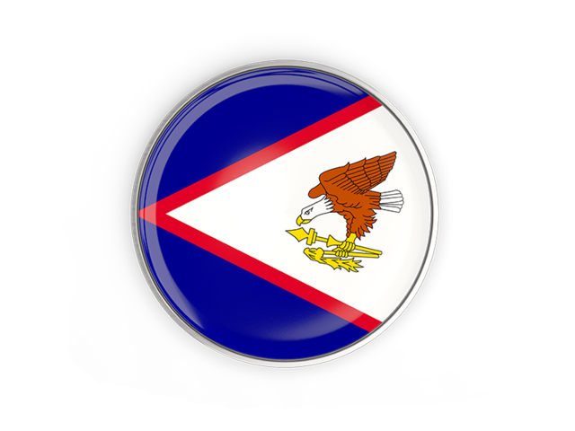 Round button with metal frame. Download flag icon of American Samoa at PNG format