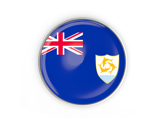 Round button with metal frame. Download flag icon of Anguilla at PNG format