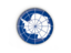 Antarctica. Round button with metal frame. Download icon.