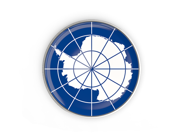 Round button with metal frame. Download flag icon of Antarctica at PNG format