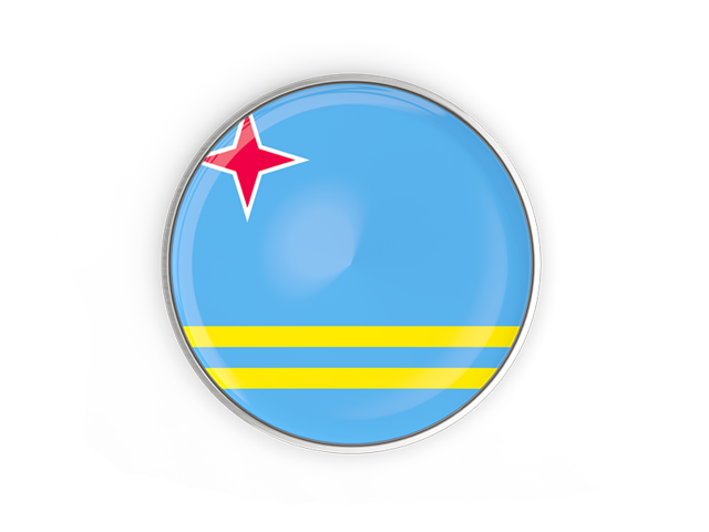 Round button with metal frame. Download flag icon of Aruba at PNG format