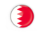 Bahrain. Round button with metal frame. Download icon.