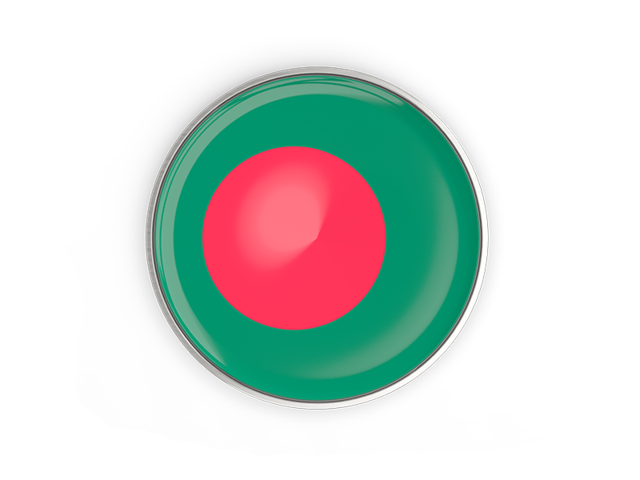 Круглая кнопка с металлической рамкой. Скачать флаг. Бангладеш