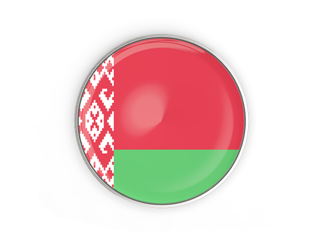 Round button with metal frame. Download flag icon of Belarus at PNG format
