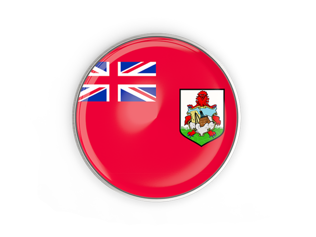 Round button with metal frame. Download flag icon of Bermuda at PNG format