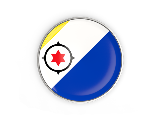 Round button with metal frame. Download flag icon of Bonaire at PNG format