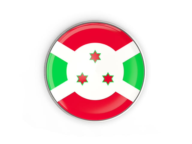 Round button with metal frame. Download flag icon of Burundi at PNG format