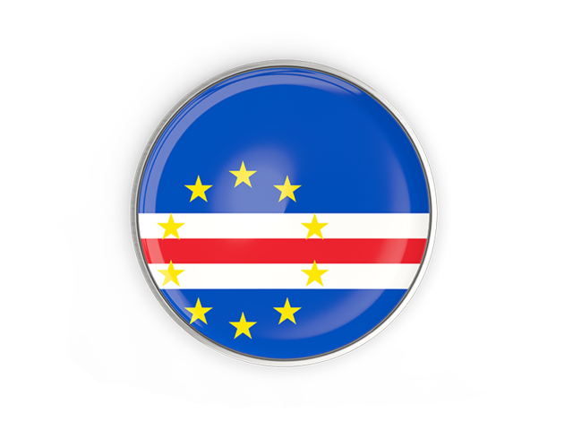 Round button with metal frame. Download flag icon of Cape Verde at PNG format