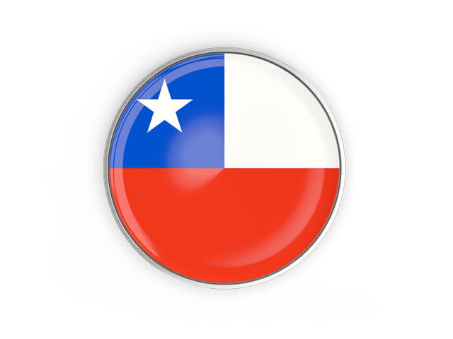 Round button with metal frame. Download flag icon of Chile at PNG format