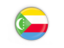Comoros. Round button with metal frame. Download icon.