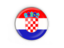 Croatia. Round button with metal frame. Download icon.