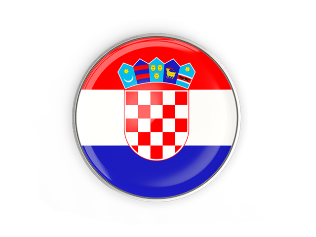 Round button with metal frame. Download flag icon of Croatia at PNG format
