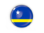 Curacao. Round button with metal frame. Download icon.