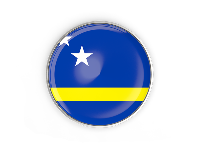 Round button with metal frame. Download flag icon of Curacao at PNG format