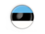 Estonia. Round button with metal frame. Download icon.