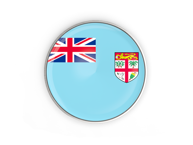 Round button with metal frame. Download flag icon of Fiji at PNG format