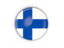 Finland. Round button with metal frame. Download icon.