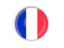 France. Round button with metal frame. Download icon.