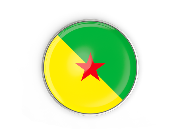 Round button with metal frame. Download flag icon of French Guiana at PNG format