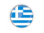 Greece. Round button with metal frame. Download icon.