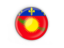 Guadeloupe. Round button with metal frame. Download icon.