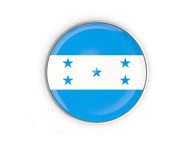 Round button with metal frame. Download flag icon of Honduras at PNG format