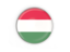 Hungary. Round button with metal frame. Download icon.