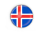 Iceland. Round button with metal frame. Download icon.