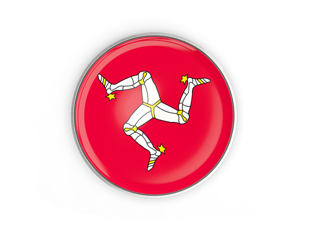 Round button with metal frame. Download flag icon of Isle of Man at PNG format