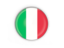 Italy. Round button with metal frame. Download icon.