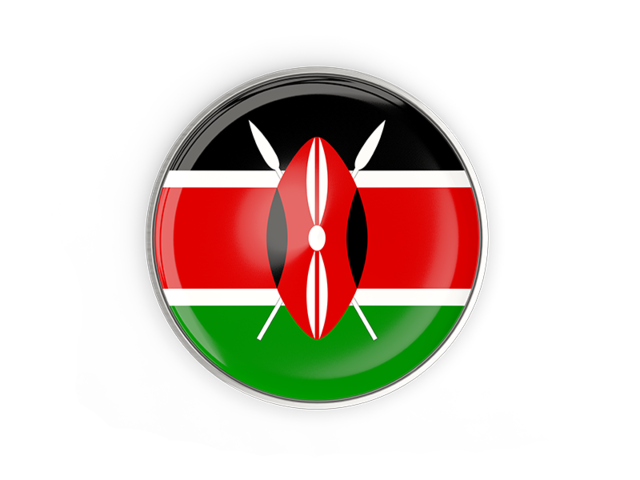 Round button with metal frame. Download flag icon of Kenya at PNG format