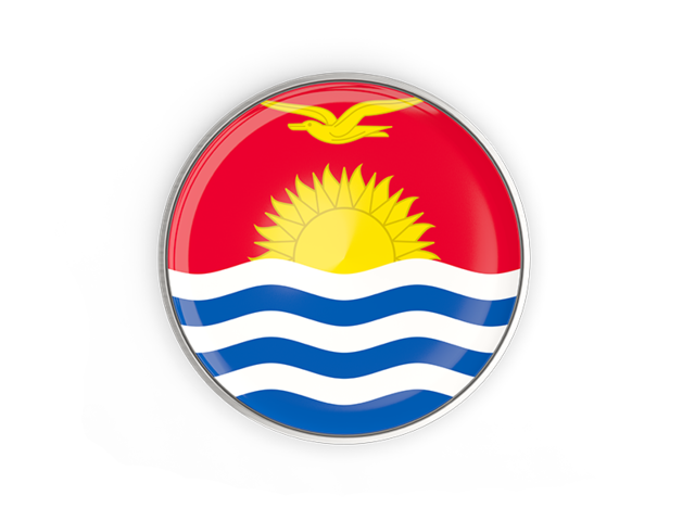 Round button with metal frame. Download flag icon of Kiribati at PNG format