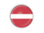 Latvia. Round button with metal frame. Download icon.